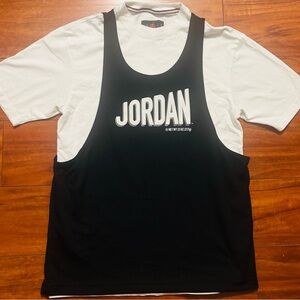 NW0T Nike Air Jordan Flight MVP Mens Layered Shirt Black White Size Sm DV7604100
